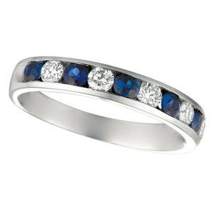 1.10 Carat Natural Diamond and Sapphire Ring